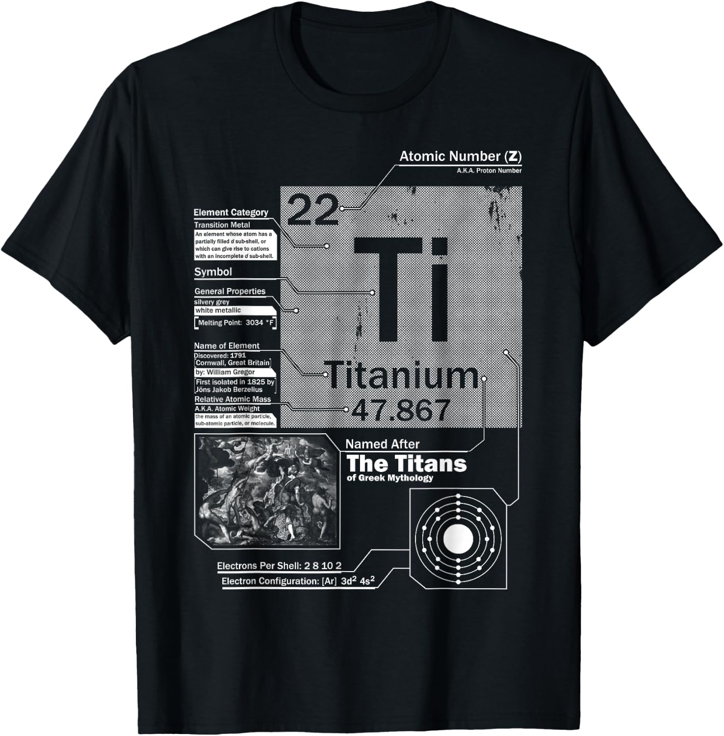 Titanium (Ti) Element | Atomic Number 22 Science T-Shirt - T-Shirt | Black