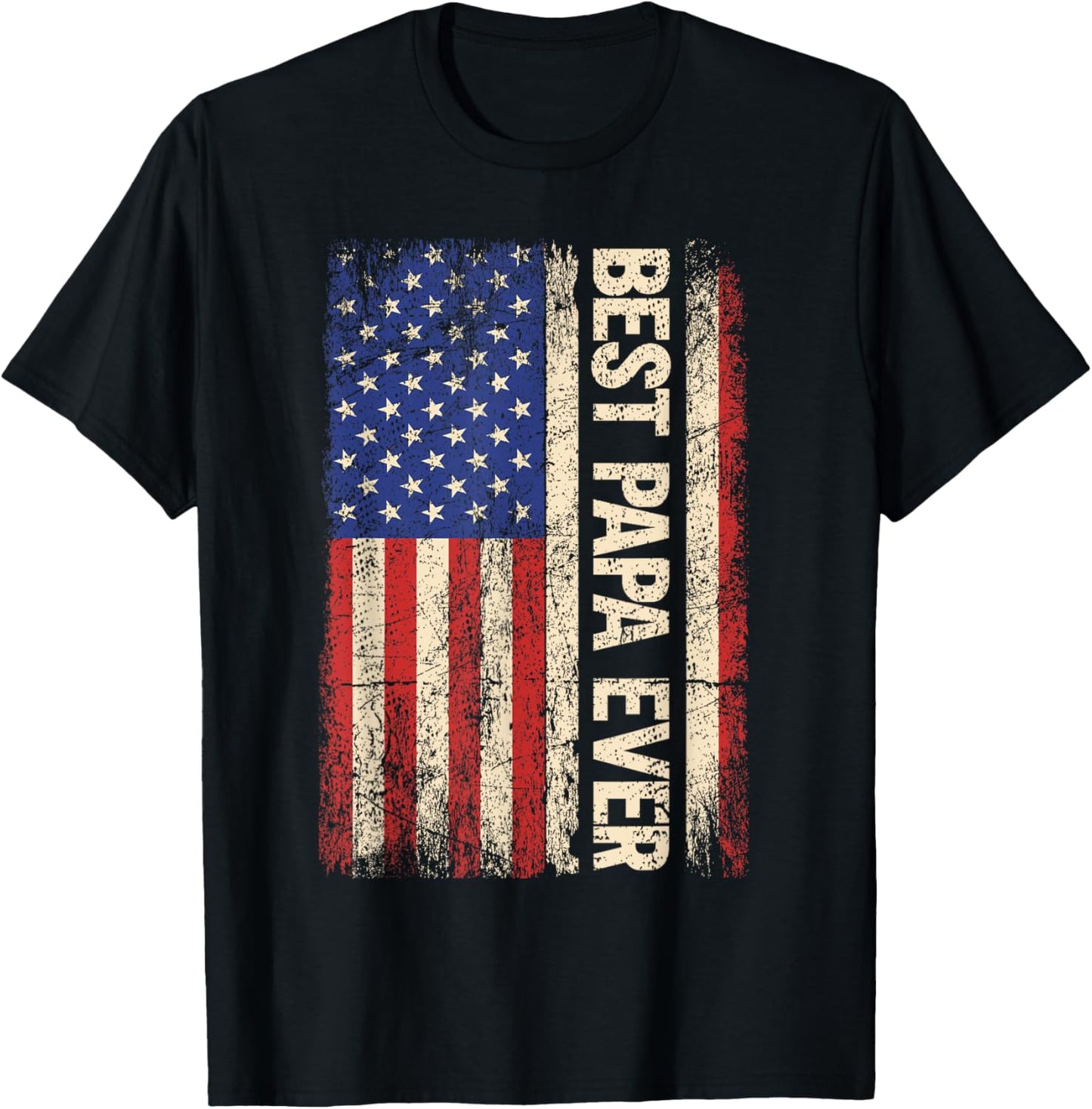 Best Papa Ever US American Flag Gifts For Father's Day Men T-Shirt - T-Shirt | Black