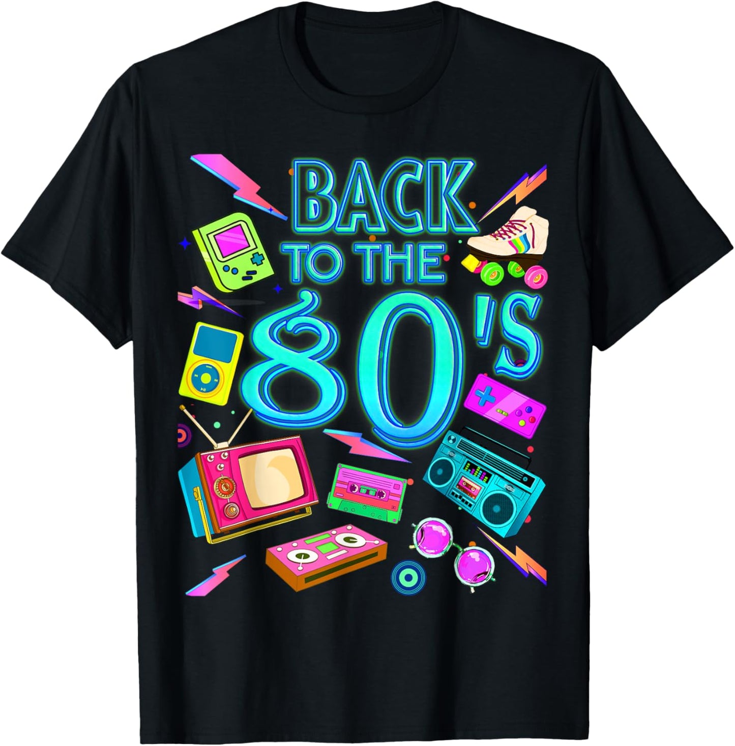 Men's Women's Kids Vintage Retro Back To 80's Graphic Design T-Shirt - T-Shirt | Black