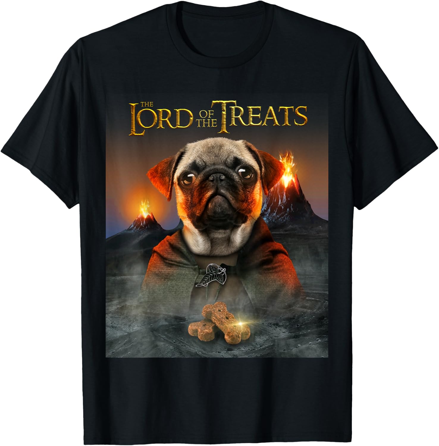 LORD OF THE TREATS - Funny & Cute Pug Puppy T-Shirt - T-Shirt | Black