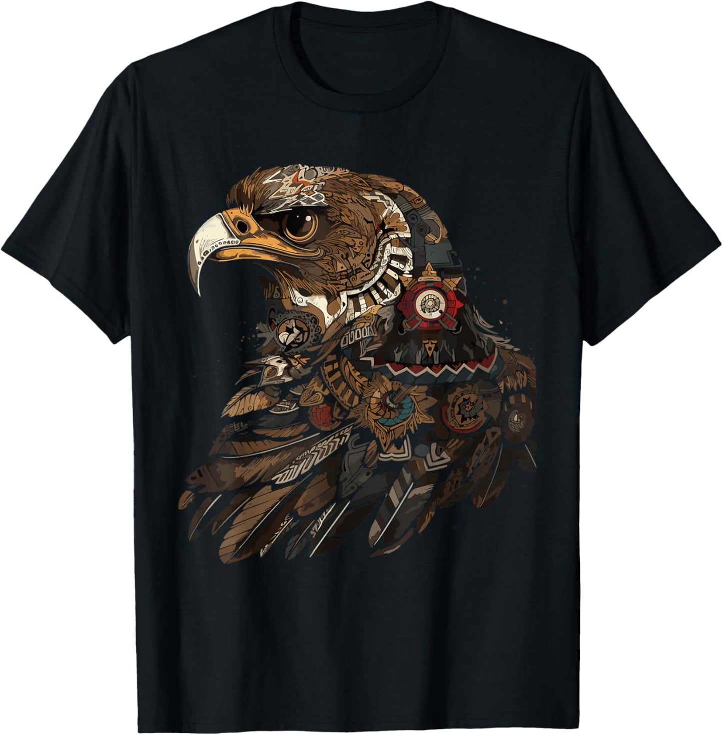 Aztec Eagle Head Calabera Azteca Aztec Inca Maya Culture Art T-Shirt - T-Shirt | Black