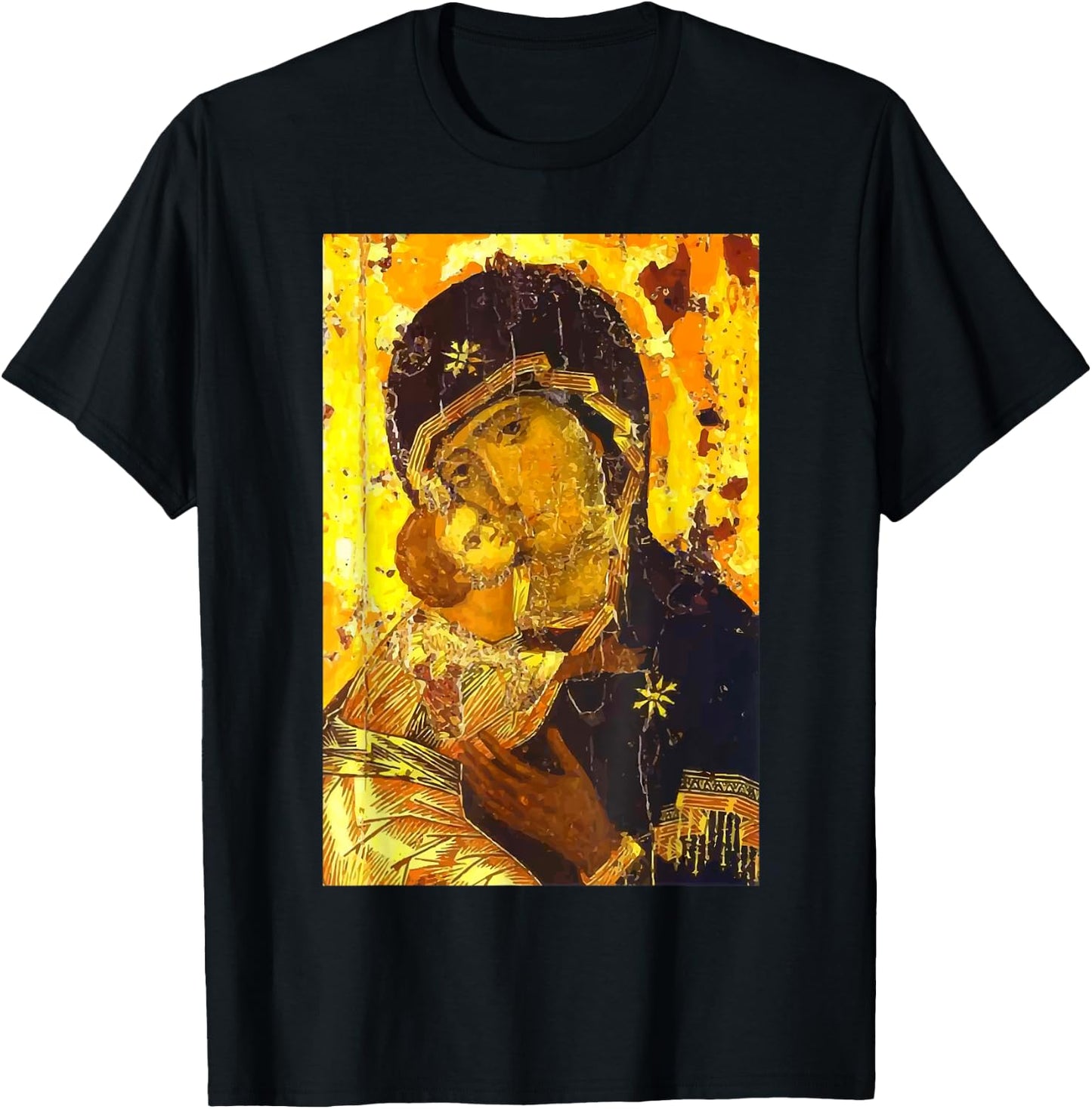 Theotokos Icon Mother of God Our Lady of Vladamir Icon T-Shirt - T-Shirt | Black