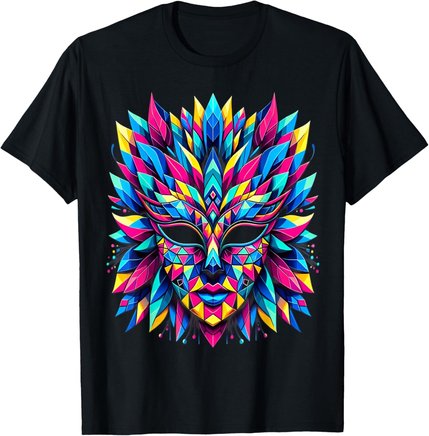 Retro Carnival Mask Brazil Rio , Black, S T-Shirt - T-Shirt | Black