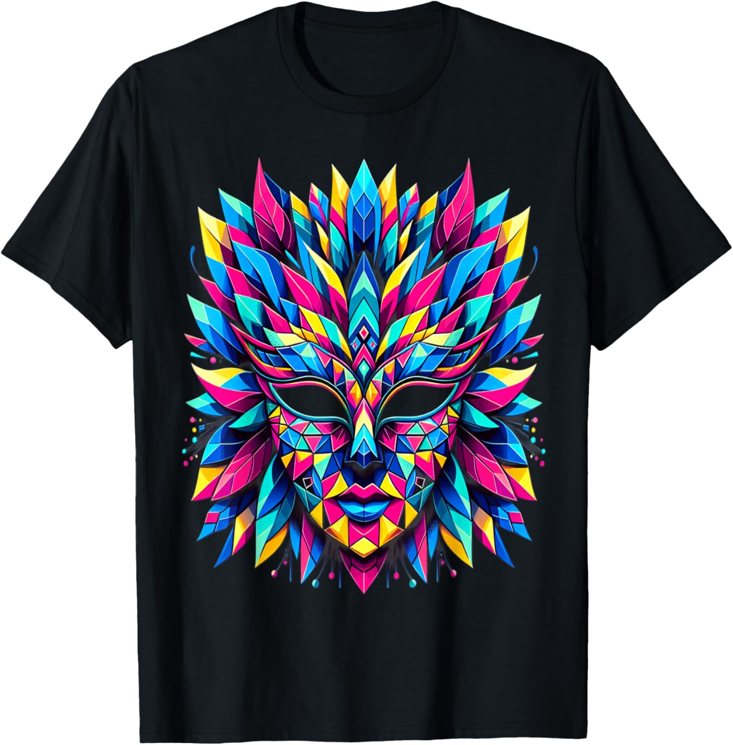 Retro Carnival Mask Brazil Rio , Black, S T-Shirt - T-Shirt | Black