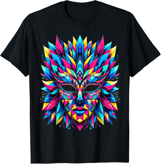 Retro Carnival Mask Brazil Rio , Black, S T-Shirt - T-Shirt | Black