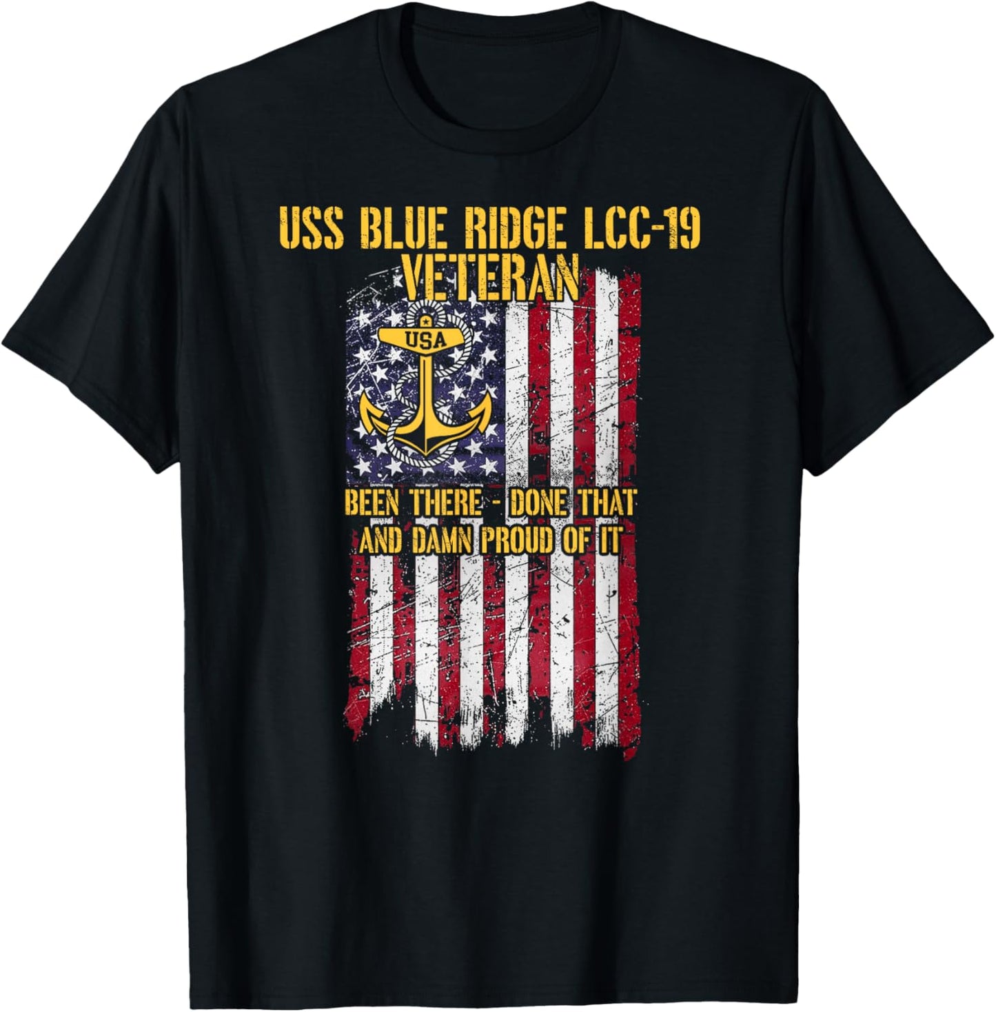 USS Blue Ridge LCC-19 Amphibious Command Ship Veteran T-Shirt - T-Shirt | Black