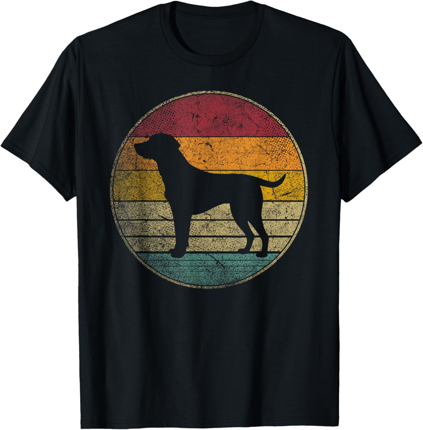 Labrador Retriever Dog Vintage Silhouette 70s 80s Retro Men Women Kids T-Shirt - T-Shirt | Black