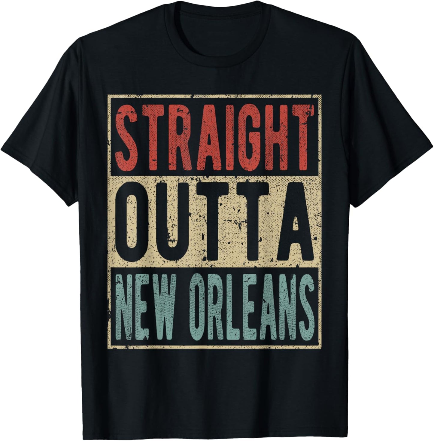 New Orleans City Retro Straight Outta New Orleans T-Shirt - T-Shirt | Black