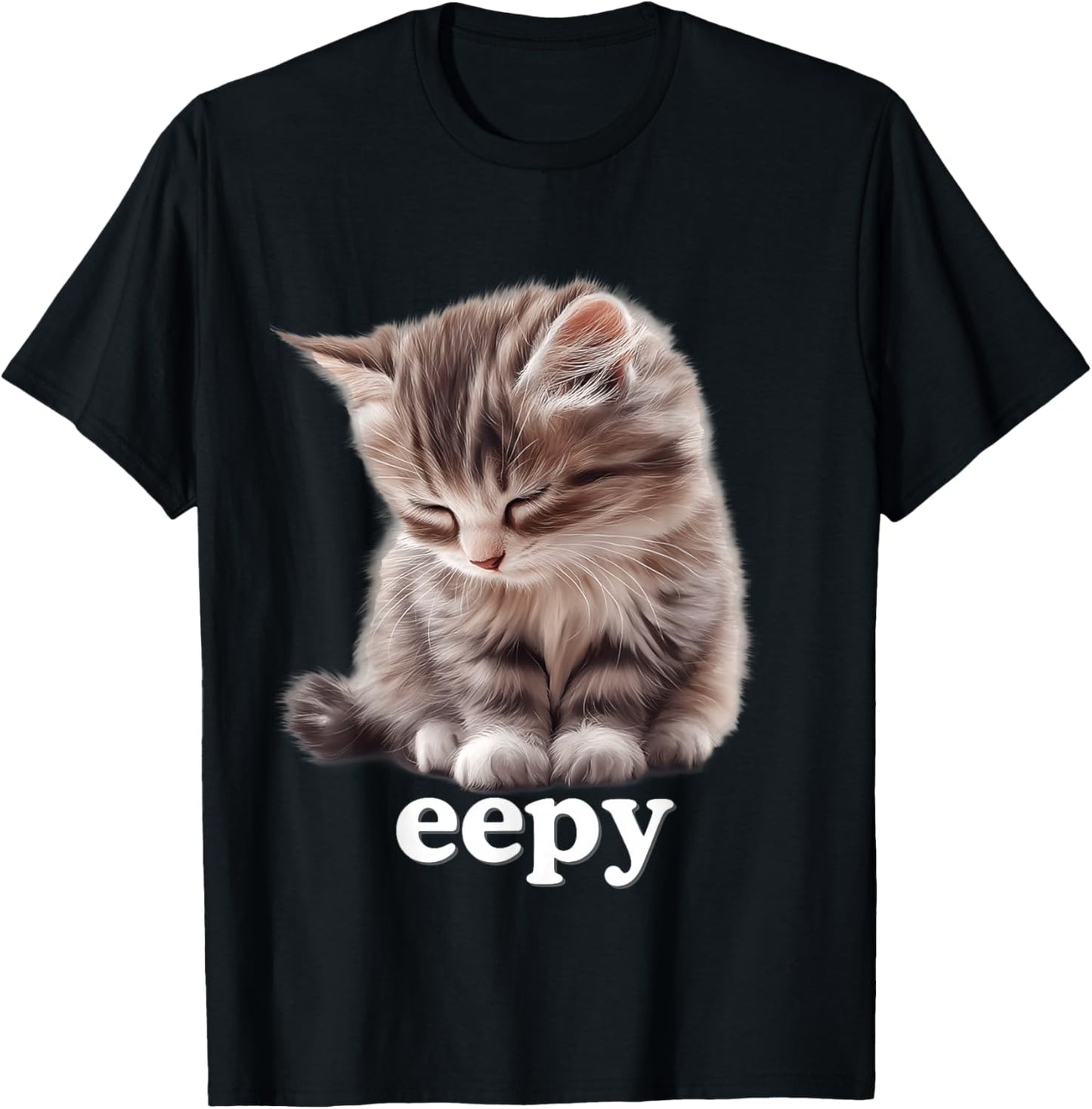 Eepy Cat, Silly Sleepy Cat Meme Cute fluffy cat lovers kitty T-Shirt - T-Shirt | Black