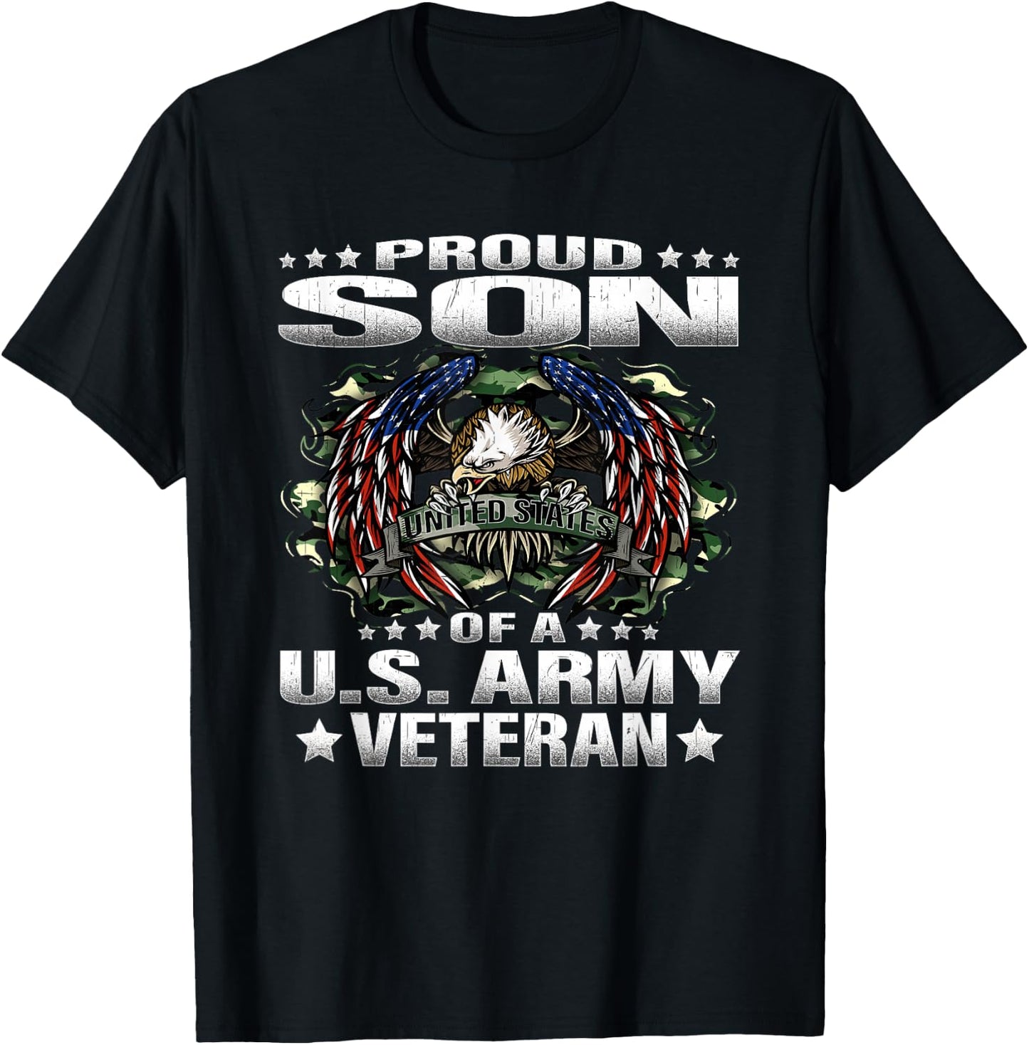 Proud Son Of A US Army Veteran Military Vet's Child T-Shirt - T-Shirt | Black