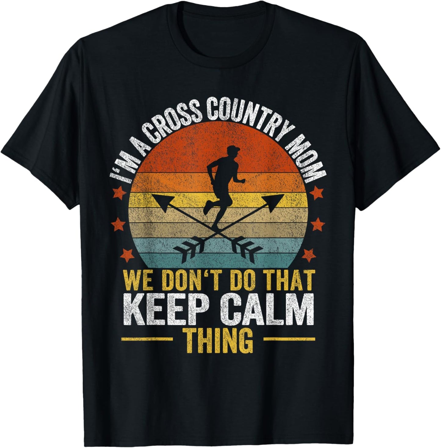 Funny Cross Country Mom Quote Cross Country Running Retro T-Shirt - T-Shirt | Black
