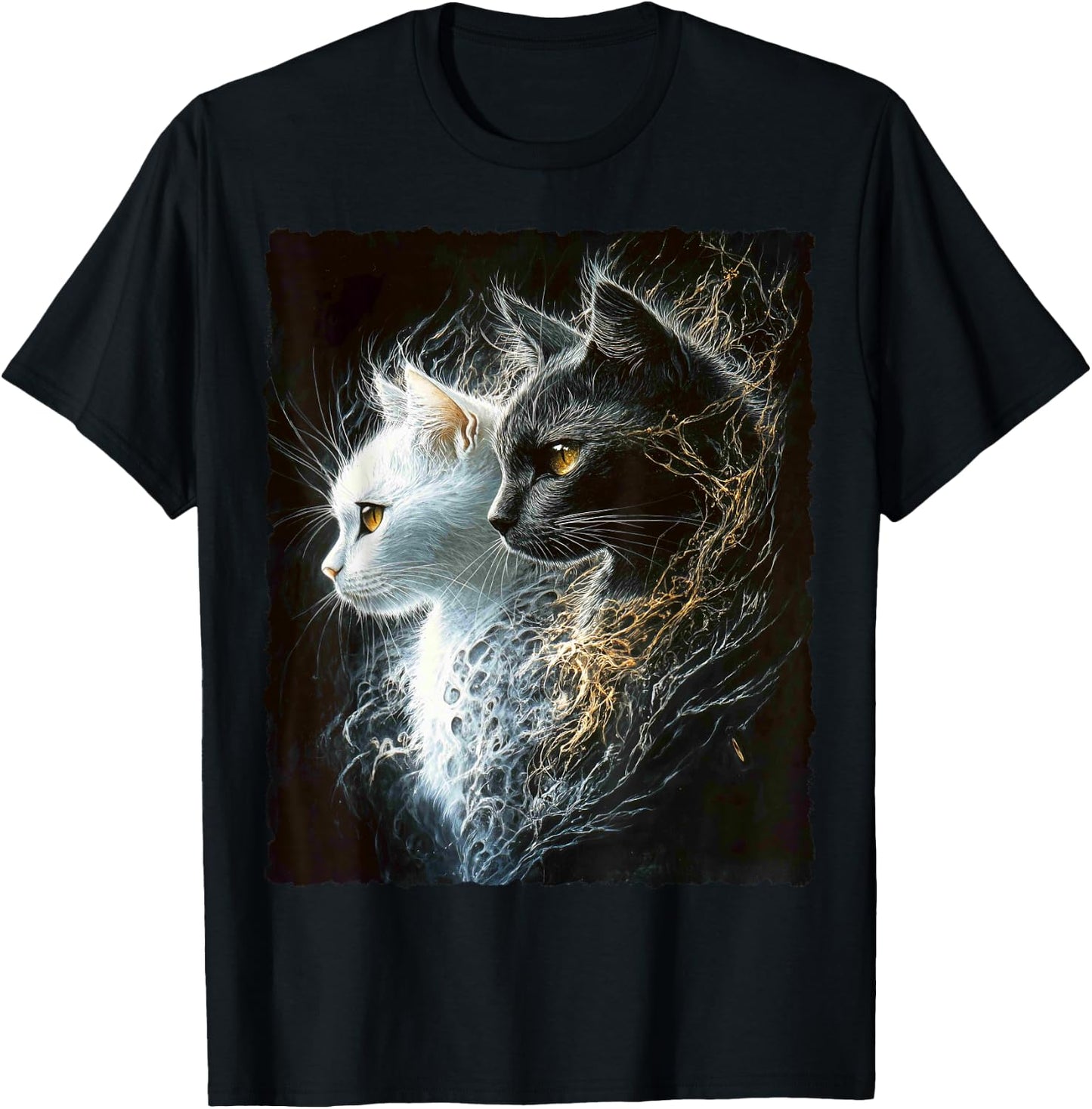 Cute Magical Cat Kitten Fantasy Art Design T-Shirt - T-Shirt | Black