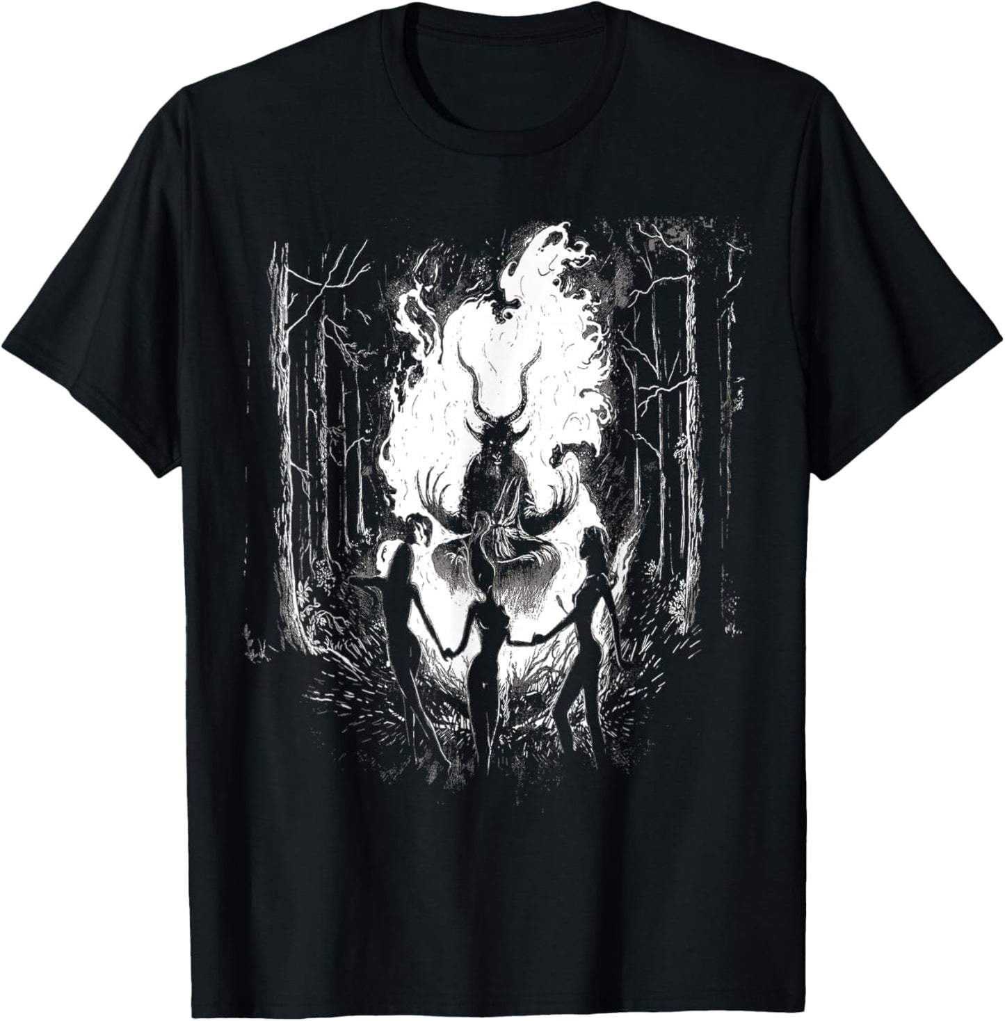 Witches Dancing With Baphomet Occult Witch Gothic Sabbath T-Shirt - T-Shirt | Black