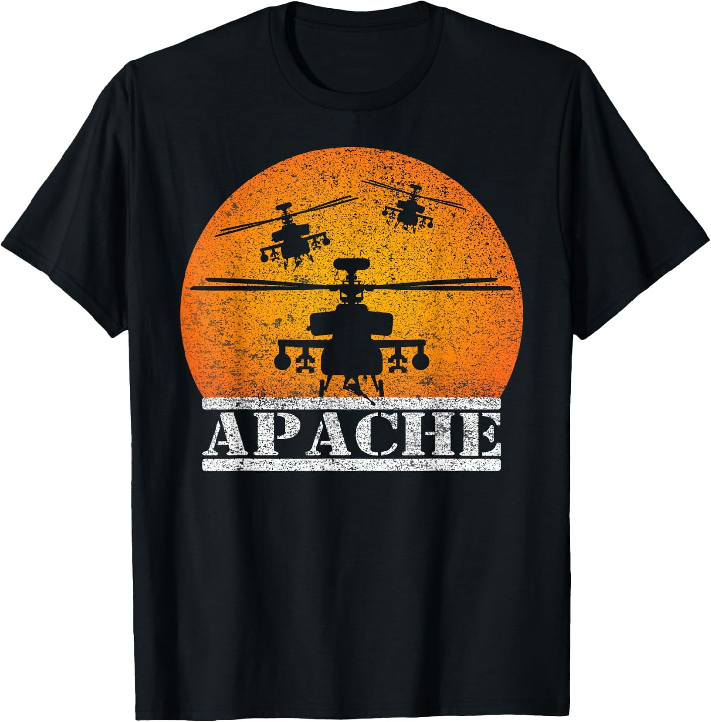 Apache Helicopter AH64 Attack Helicopters Pilot Sunset T-Shirt - T-Shirt | Black