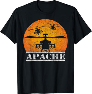 Apache Helicopter AH64 Attack Helicopters Pilot Sunset T-Shirt - T-Shirt | Black