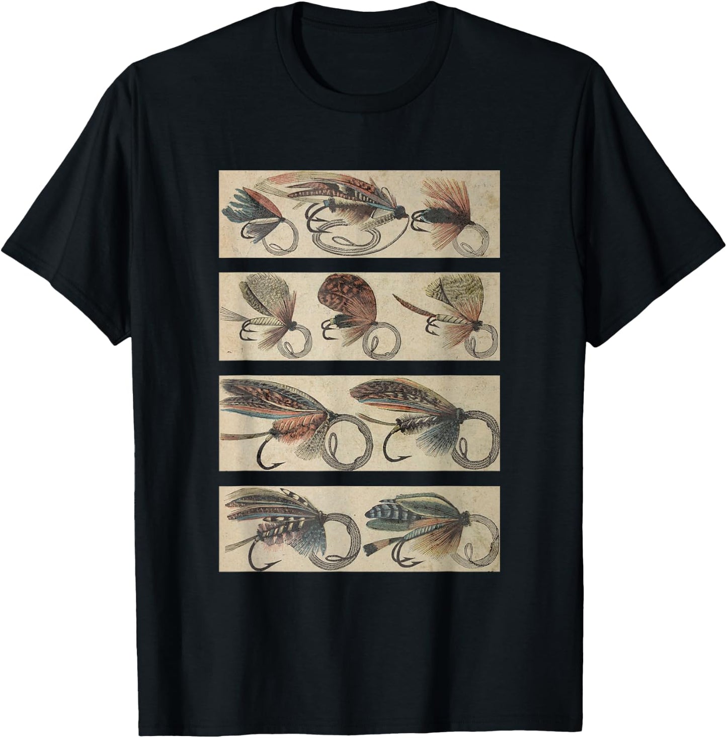 Vintage Fly Fishing Lures T-Shirt - T-Shirt | Black