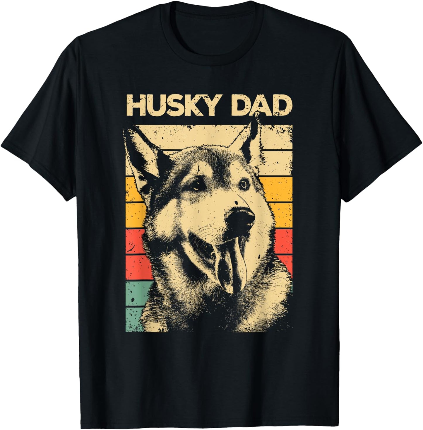 Husky Dad Art For Father Men Husky Lover Siberian Husky Dog T-Shirt - T-Shirt | Black