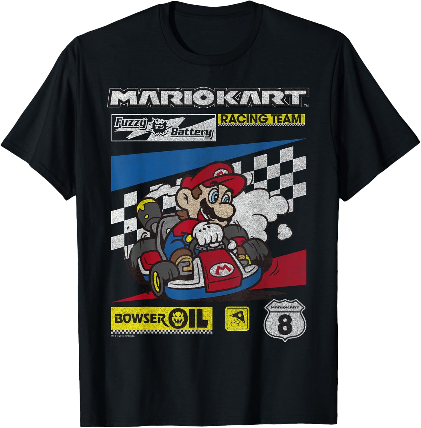 Mario Kart Racing Team Drifting Bold Poster T-Shirt - T-Shirt | Black