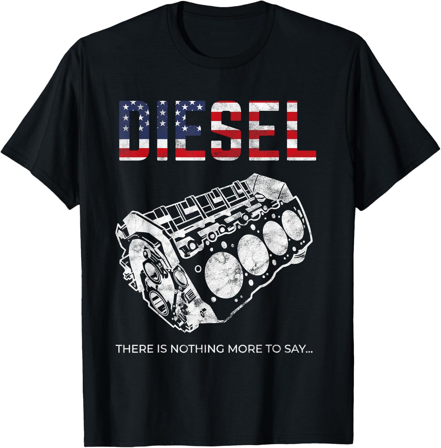 Diesel Car Engine USA Flag Mechanic T-Shirt - T-Shirt | Black