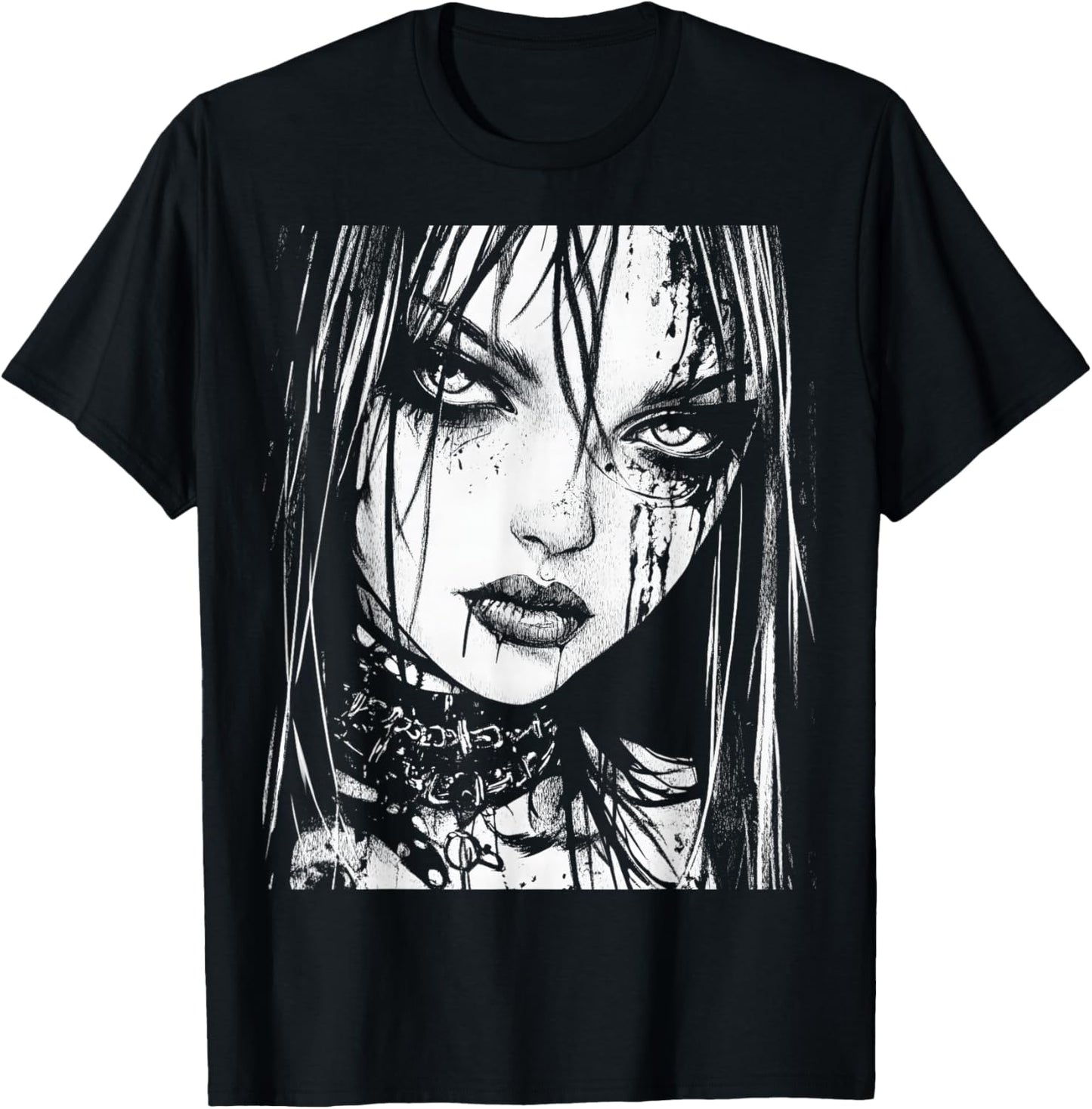 Goth Grunge Girl Waifu Demon Anime Horror Alt Aesthetic T-Shirt - T-Shirt | Black
