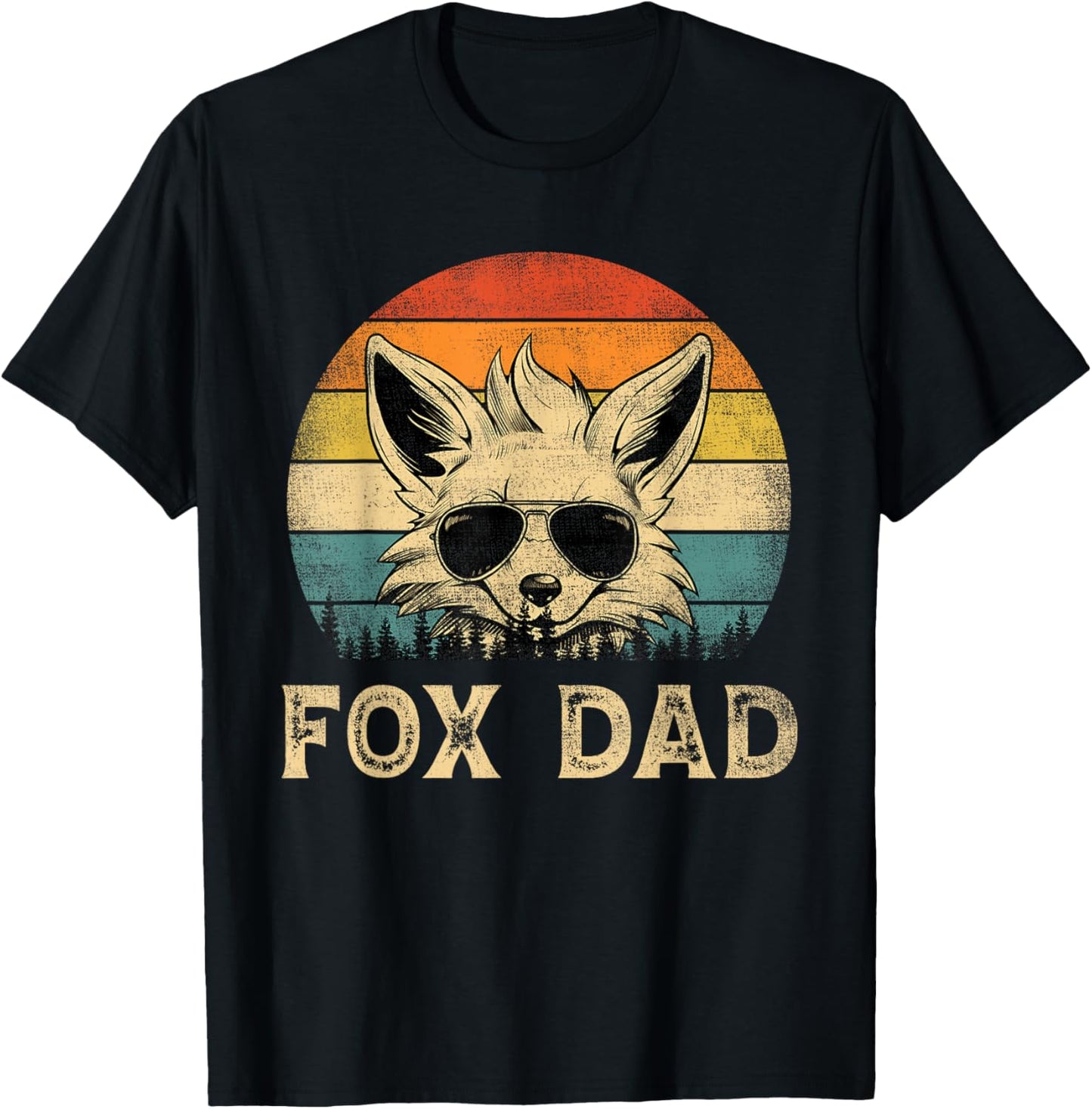 Vintage Fox Dad Fox Lovers Daddy Father's Day T-Shirt - T-Shirt | Black