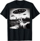 Cat Selfie With Alien UFO Funny Cat Gifts Women Kid T-Shirt - T-Shirt | Black