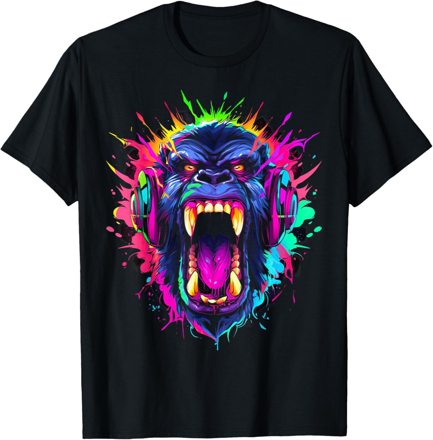 Gorilla shouting meme monkey gamer gorillas T-Shirt - T-Shirt | Black