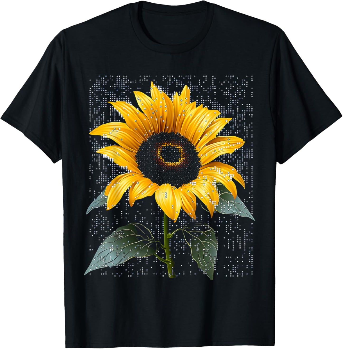 Sunflower Nature Motif Art Graphic Sunflower T-Shirt - T-Shirt | Black