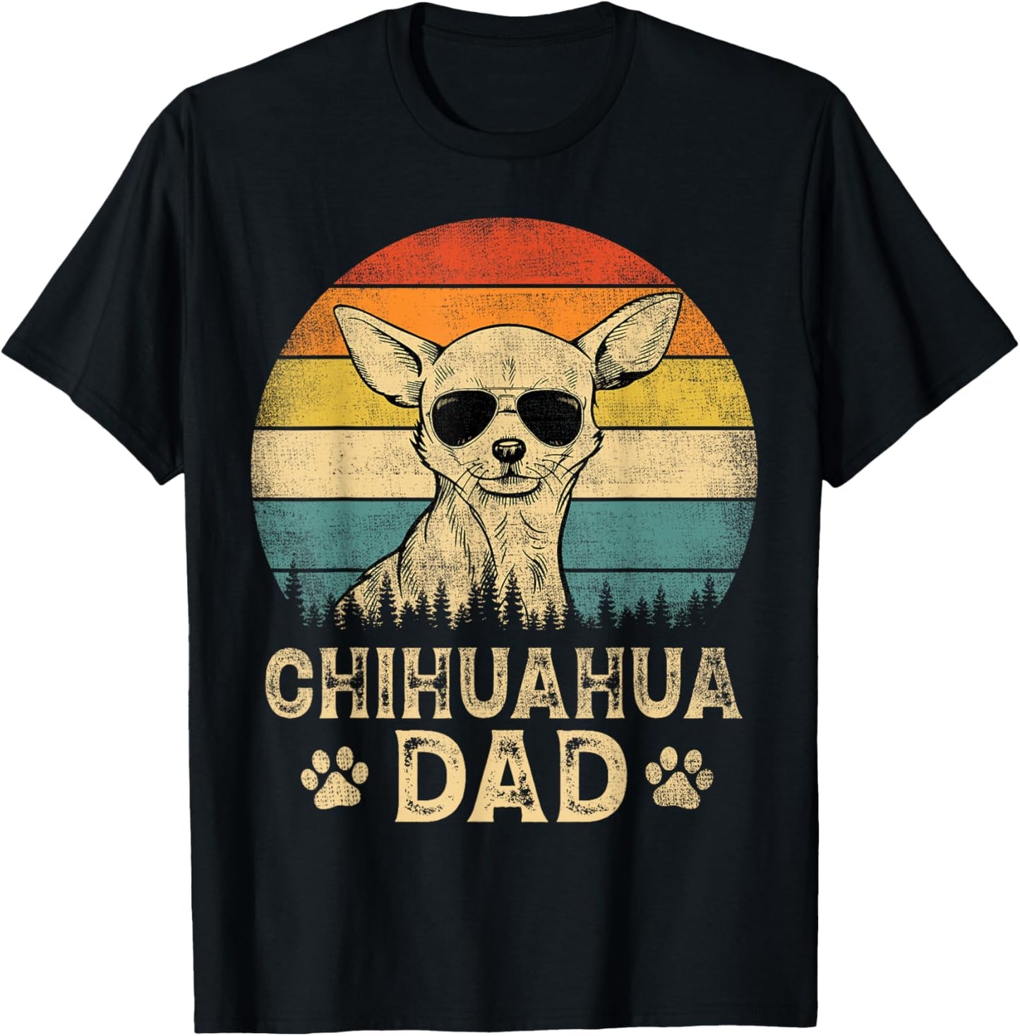 Vintage Chihuahua Dad Dog Lovers Father's Day T-Shirt - T-Shirt | Black