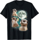 Three Meerkats Moon | African Desert Wildlife Parody T-Shirt - T-Shirt | Black