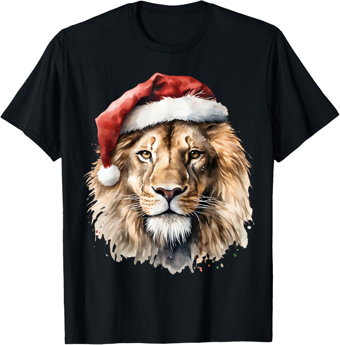 Lion Lover Santa Hat Christmas Zoologist Pajamas Xmas wild T-Shirt - T-Shirt | Black