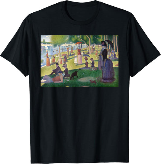 Seurat Sunday Afternoon Famous Painting By Seurat T-Shirt - T-Shirt | Black