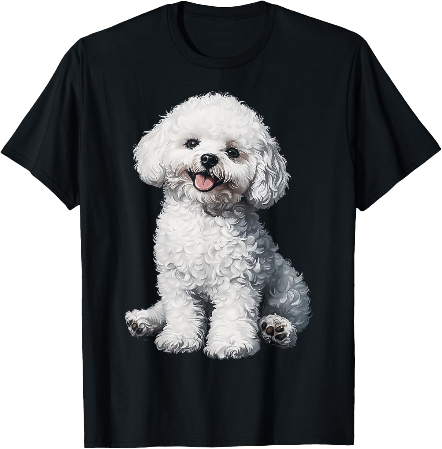 Bichon Frise Dog Motif Pet Illustration Bichon Frise T-Shirt - T-Shirt | Black