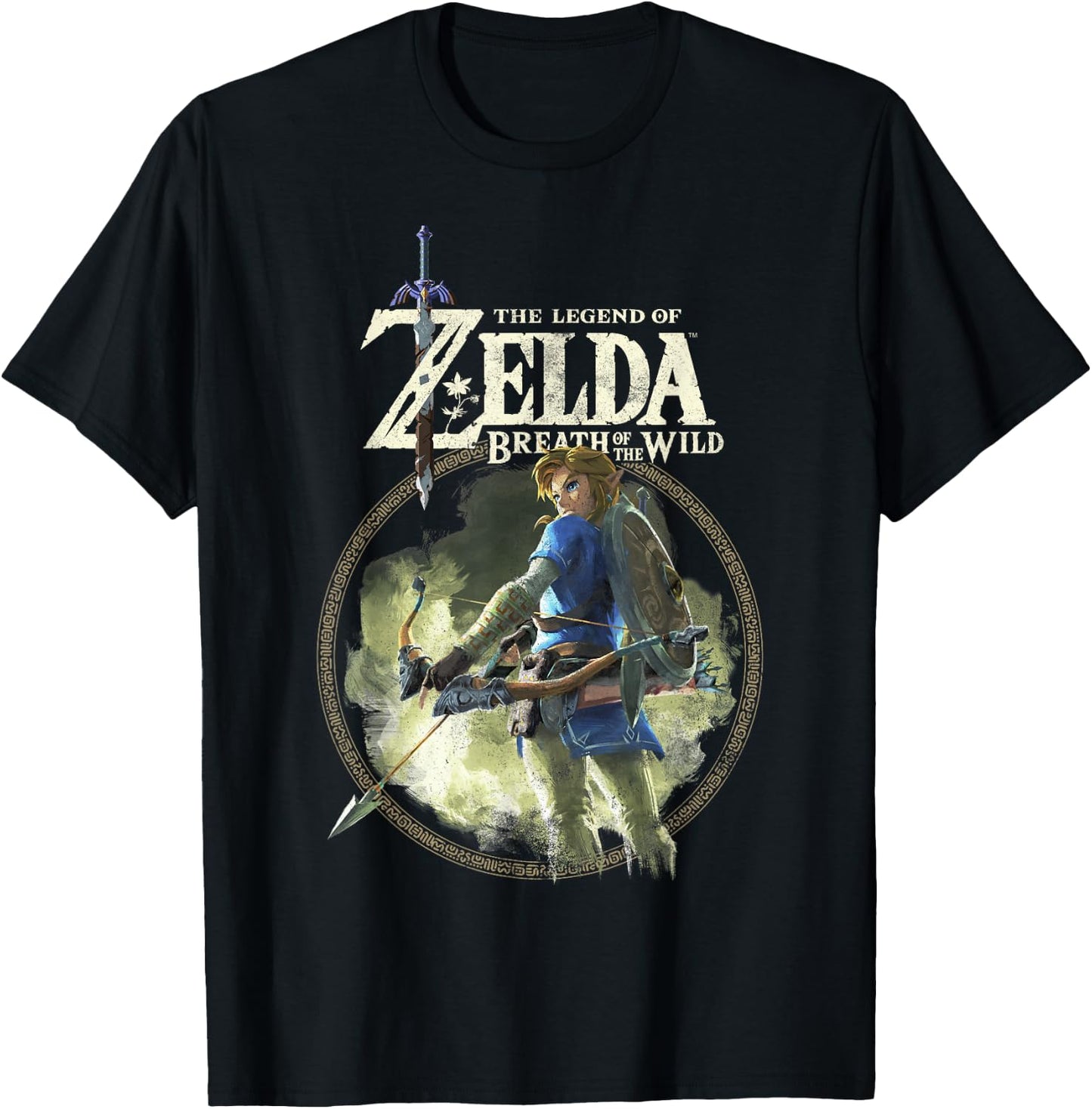 The Legend of Zelda Breath of The Wild Link Circle Portrait T-Shirt - T-Shirt | Black