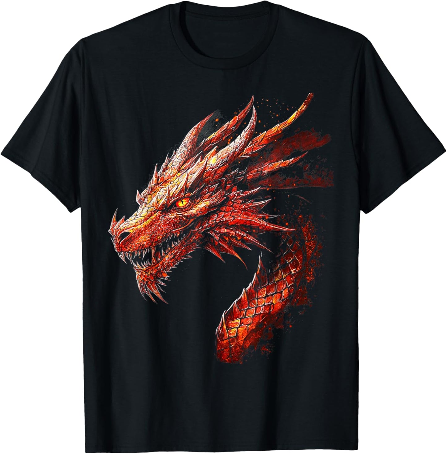 Red Dragon Pattern Mythical Art Red Dragon , Black, S T-Shirt - T-Shirt | Black