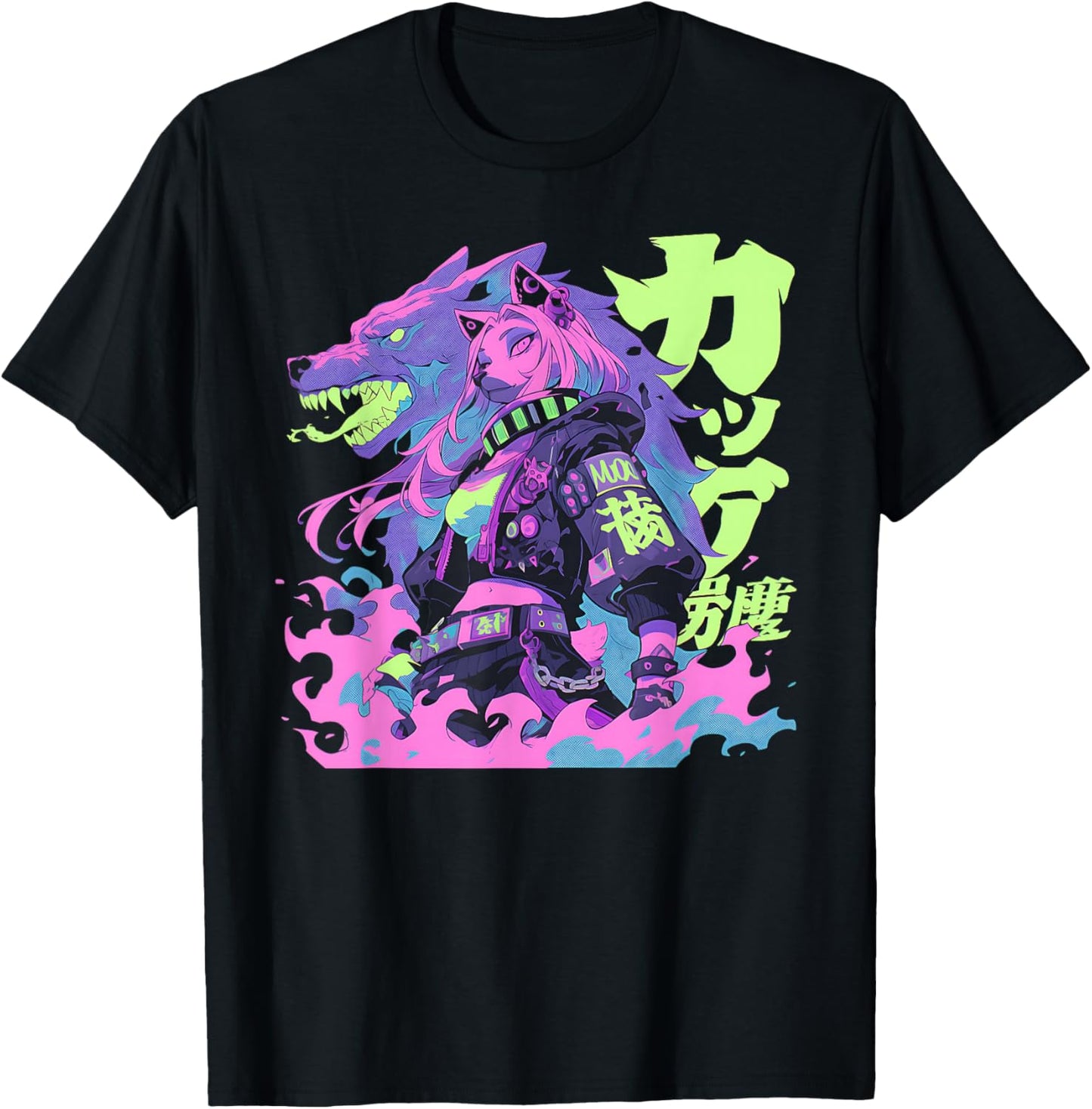 Goth Grunge Demon Anime Furry Wolf Horror Alt Aesthetic T-Shirt - T-Shirt | Black