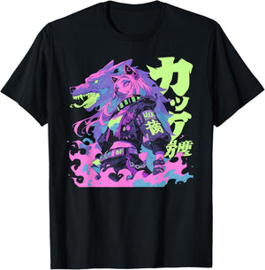 Goth Grunge Demon Anime Furry Wolf Horror Alt Aesthetic T-Shirt - T-Shirt | Black