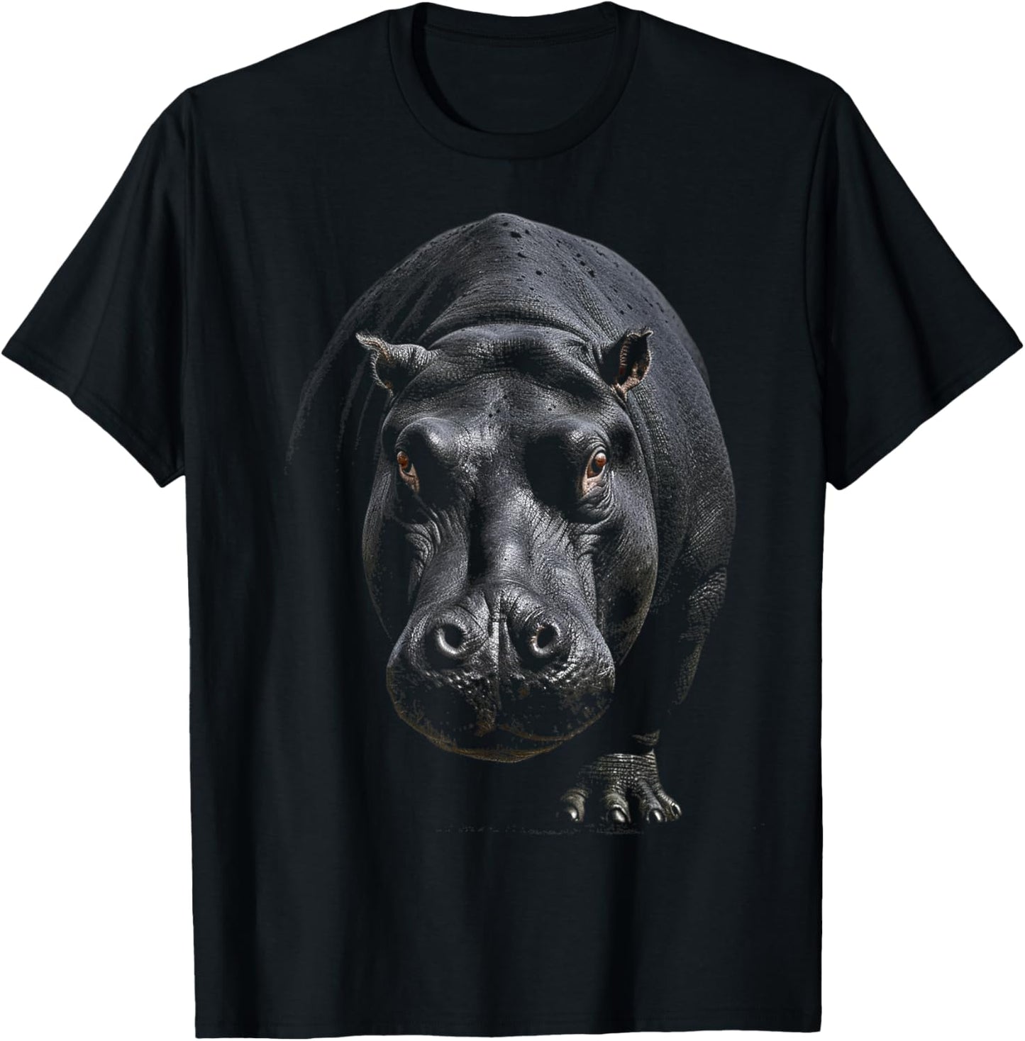 Hippo Portrait Art Animal Illustration Graphic Hippo T-Shirt - T-Shirt | Black