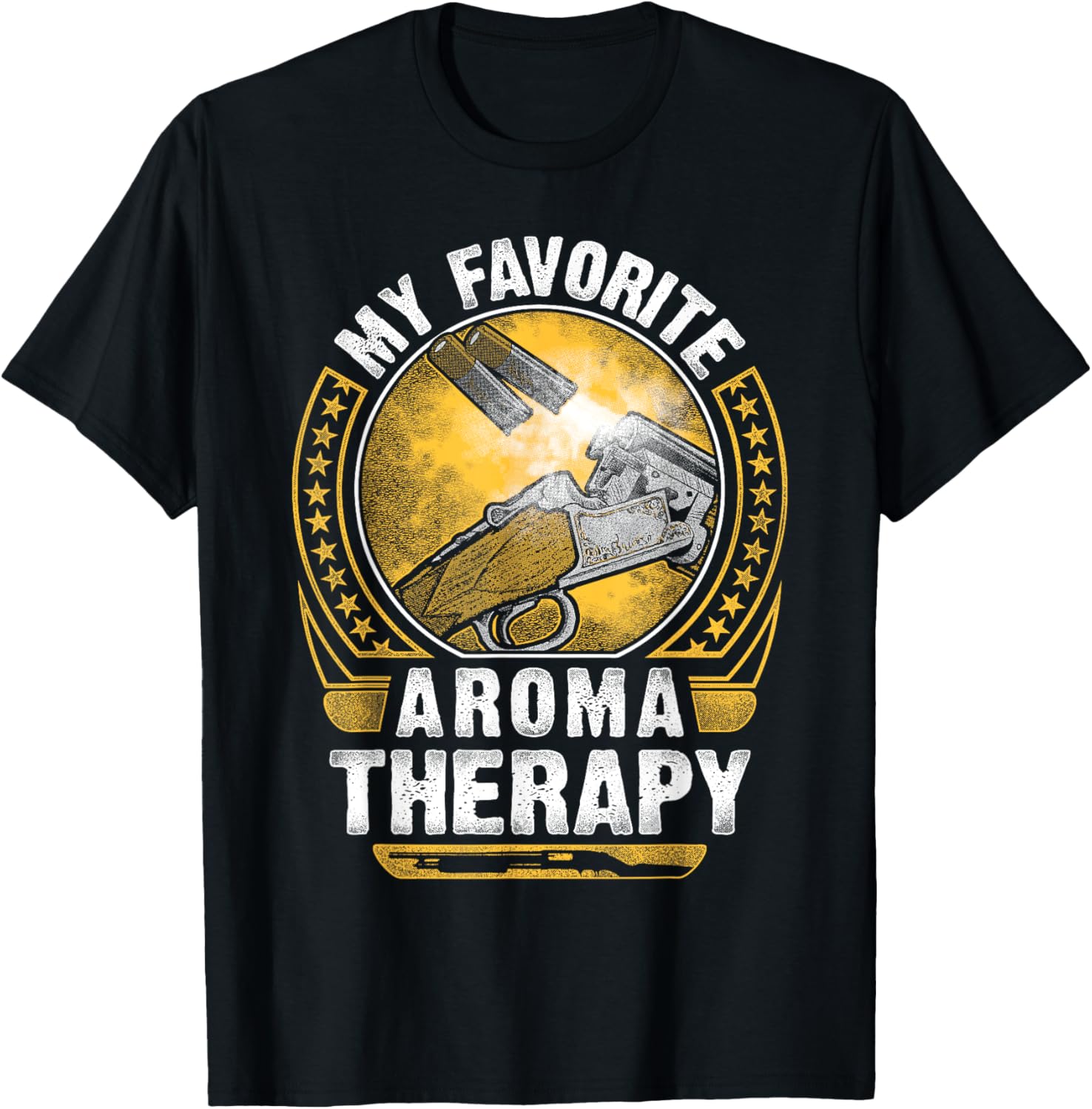 Funny Duck Hunting Top My Favorite Aromatherapy is Gun Smoke T-Shirt - T-Shirt | Black