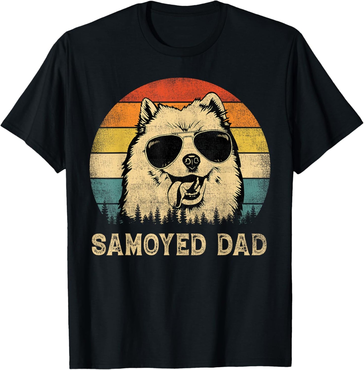 Vintage Samoyed Dad Dog Lovers Father's Day Men Women T-Shirt - T-Shirt | Black