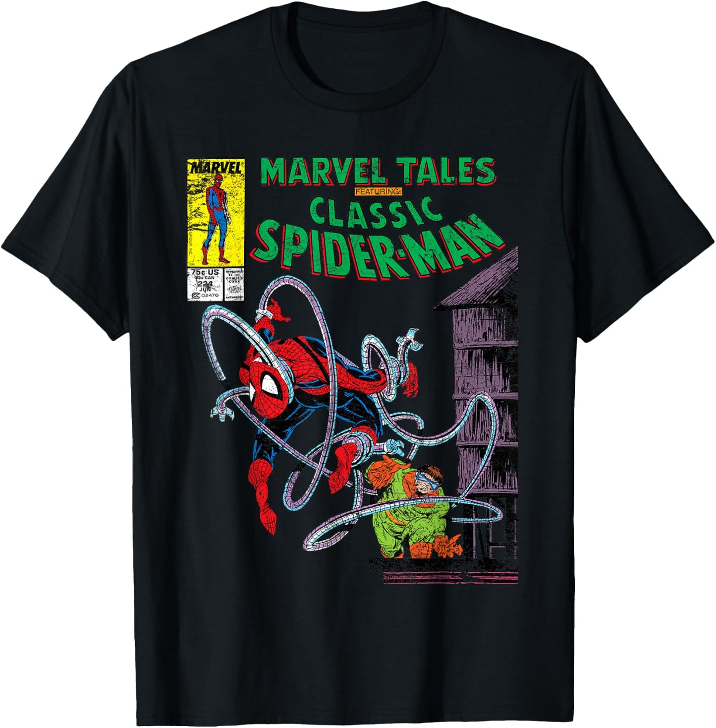 Marvel Spider-Man vs. Doctor Octopus Retro Comic T-Shirt - T-Shirt | Black