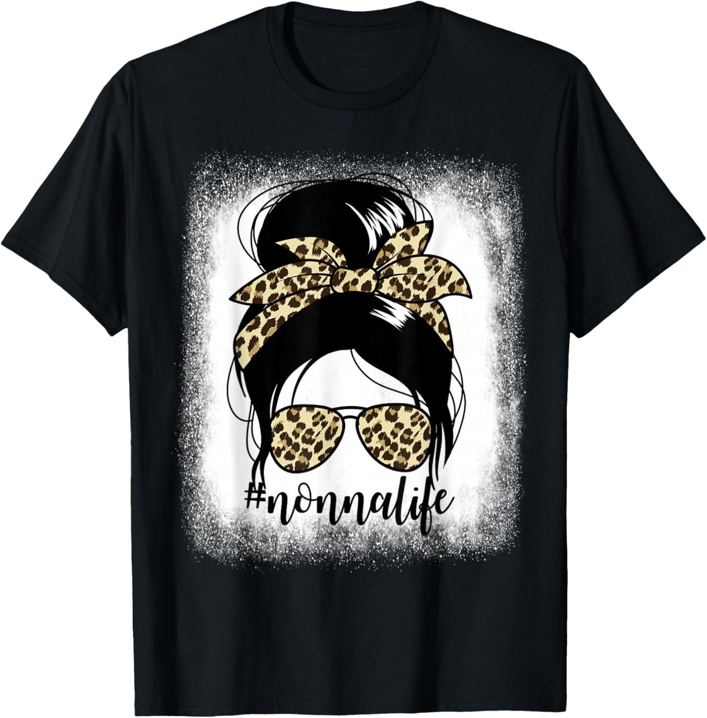 Nonnalife Messy Bun Mother's Day Grandma Nonna T-Shirt - T-Shirt | Black