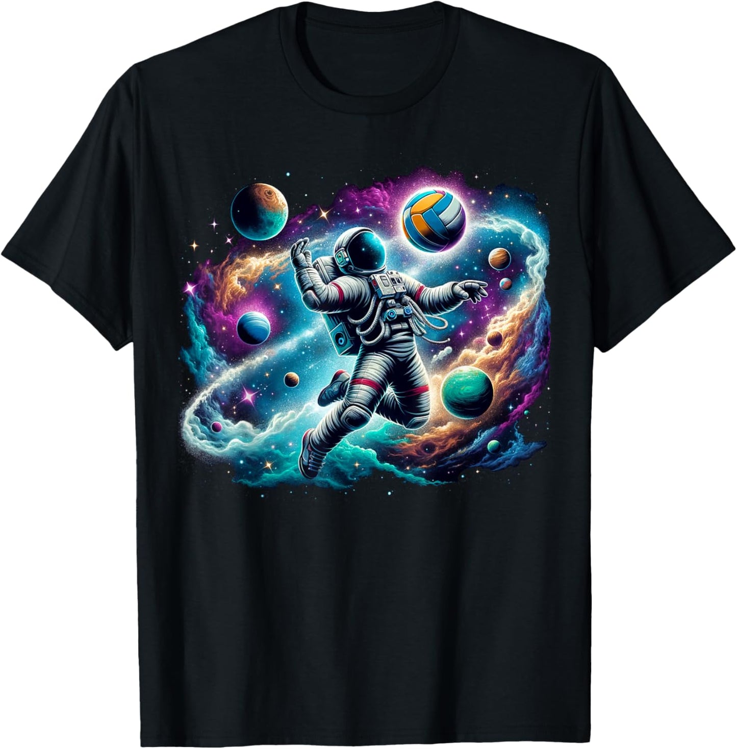 Volleyball on Volleyball player Astronaut Volleyball T-Shirt - T-Shirt | Black