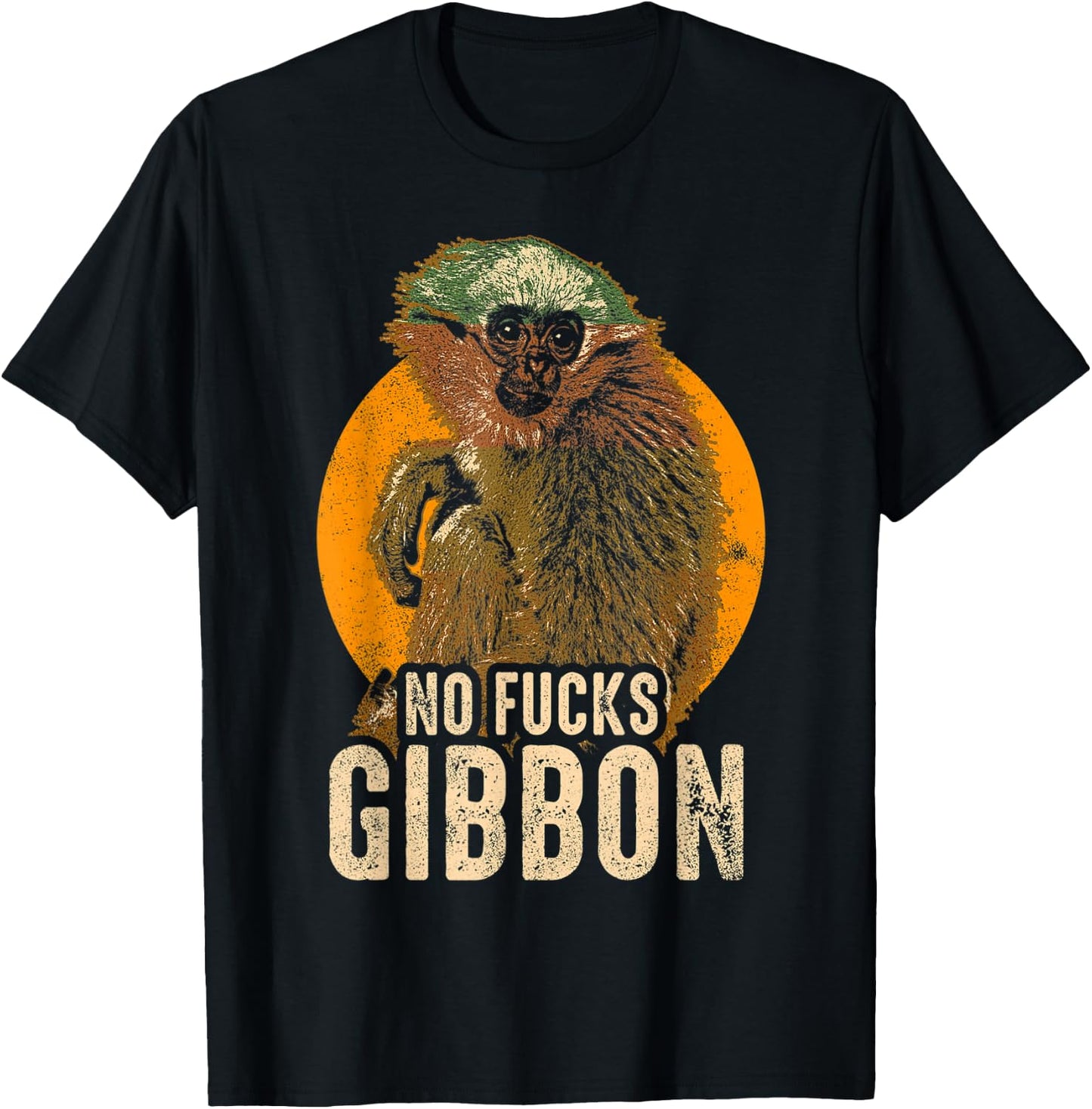 No Fucks Gibbon - Funny Ape Monkey Animal T-Shirt - T-Shirt | Black