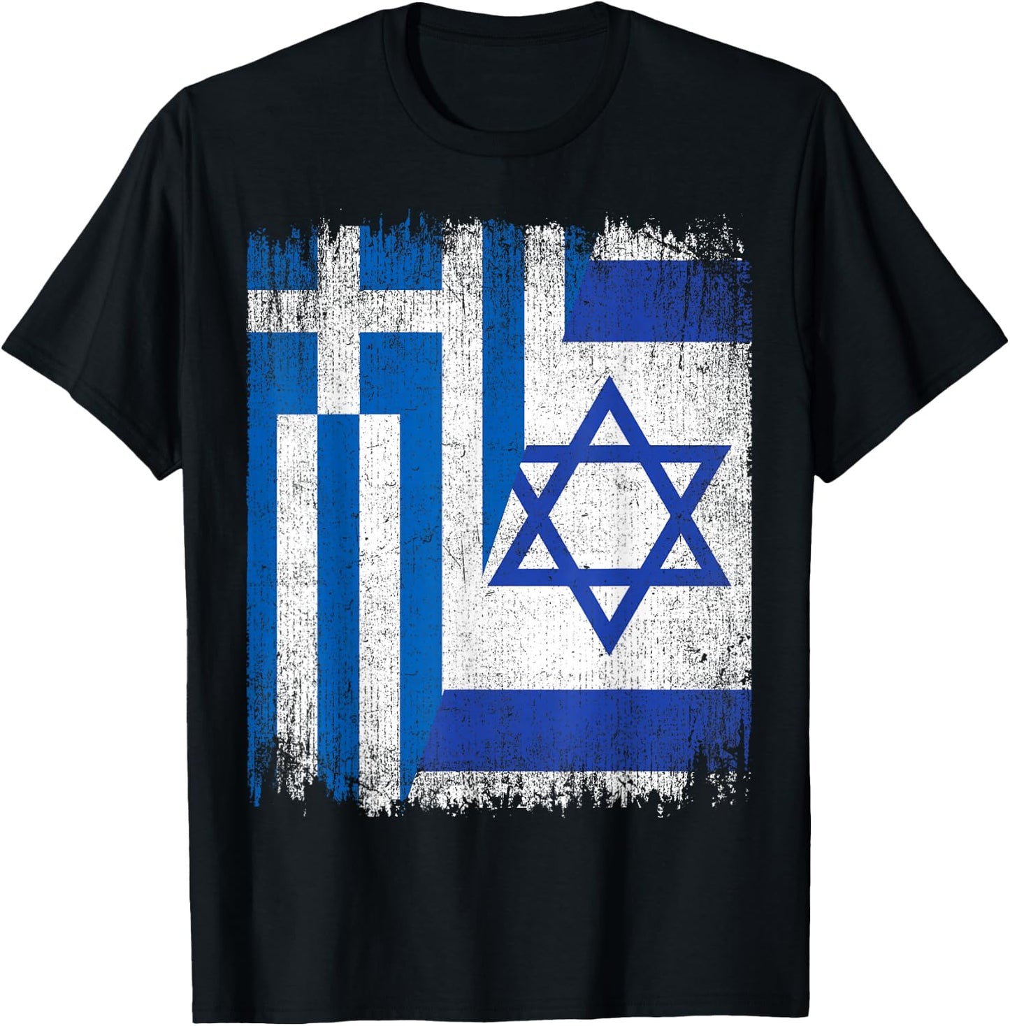Half Greece Israel Flag Greek Israelis Pride Roots T-Shirt - T-Shirt | Black