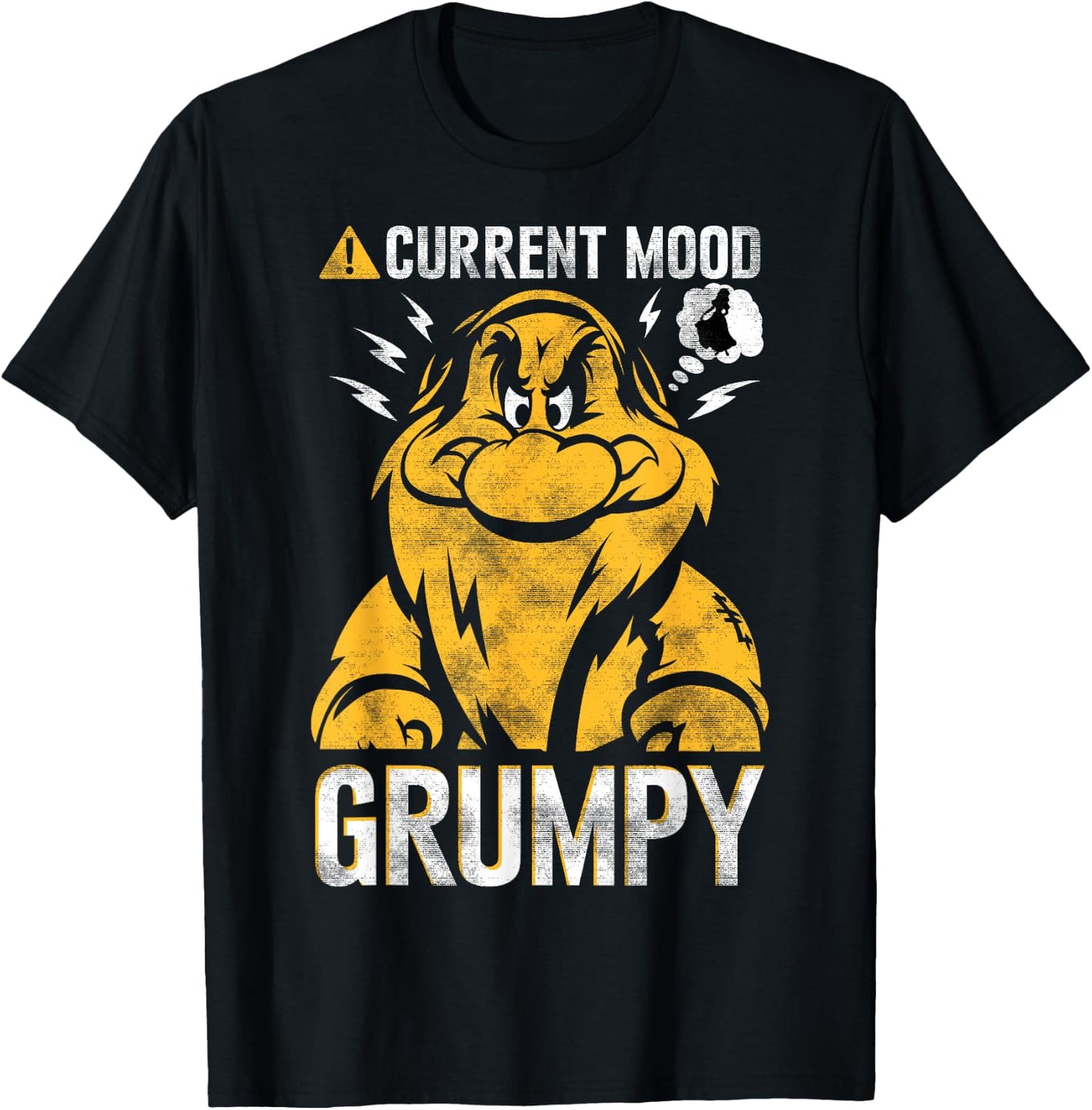 Disney Snow White Grumpy Dwarf Current Mood T-Shirt - T-Shirt | Black