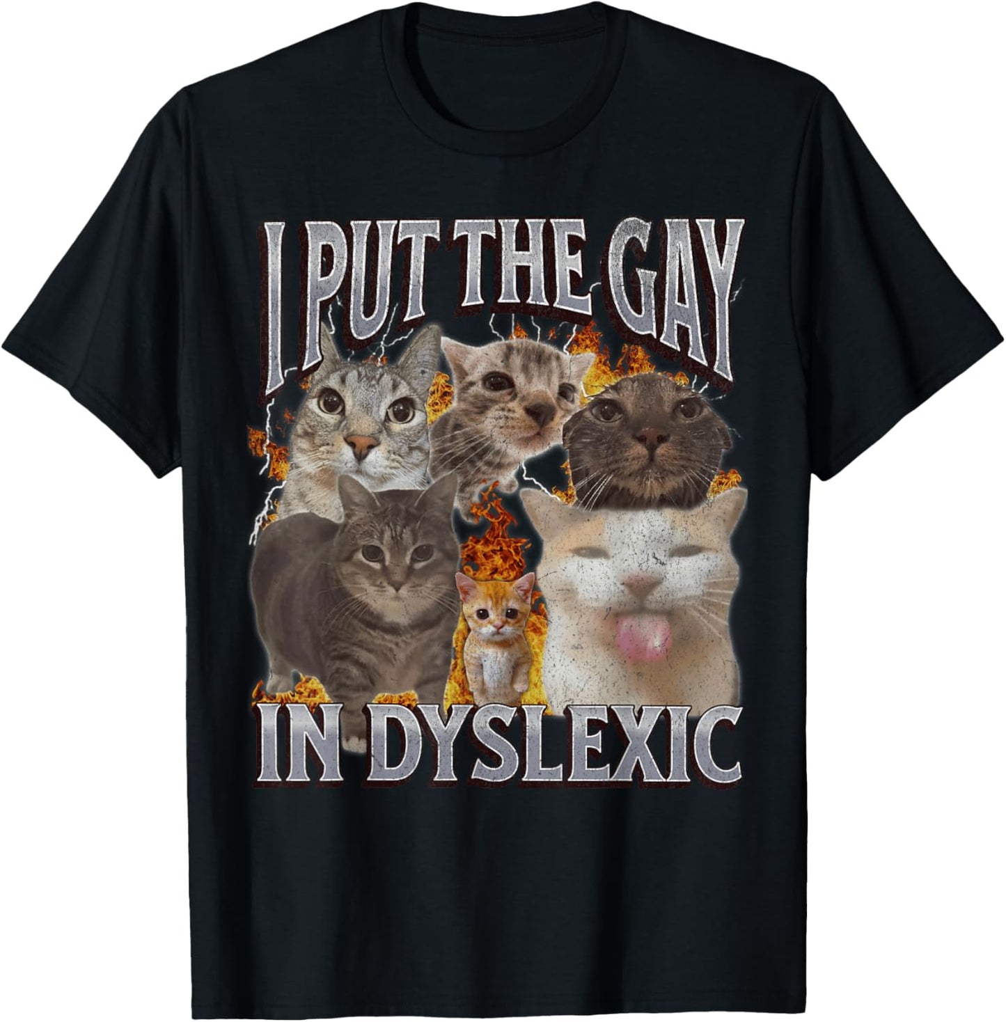 I Put The Gay In Dyslexic Funny Graphic , Black, S T-Shirt - T-Shirt | Black