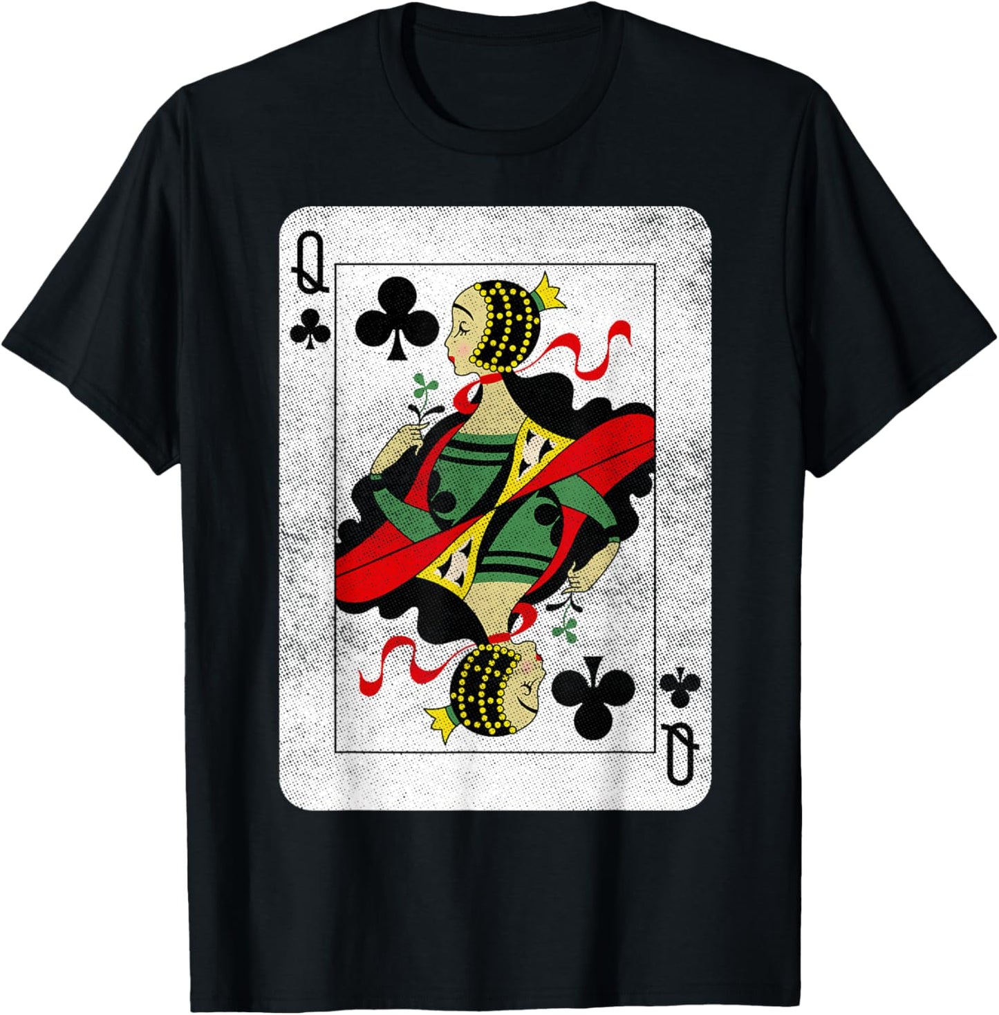 Queen of Clubs Playing Cards Halloween Party Costume Vintage T-Shirt - T-Shirt | Black