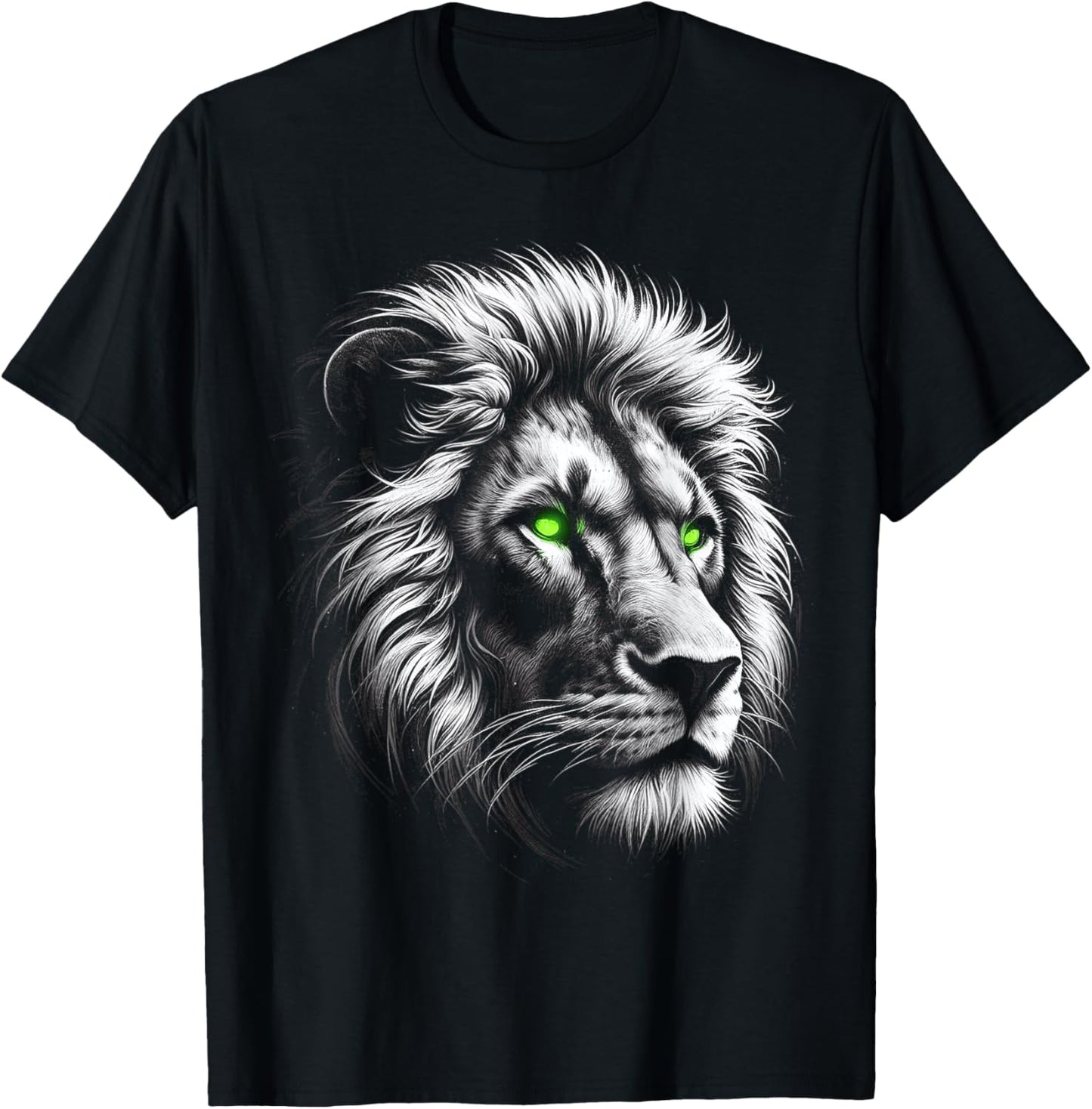 Lion King Of Animals From Africa With Green Eyes T-Shirt - T-Shirt | Black