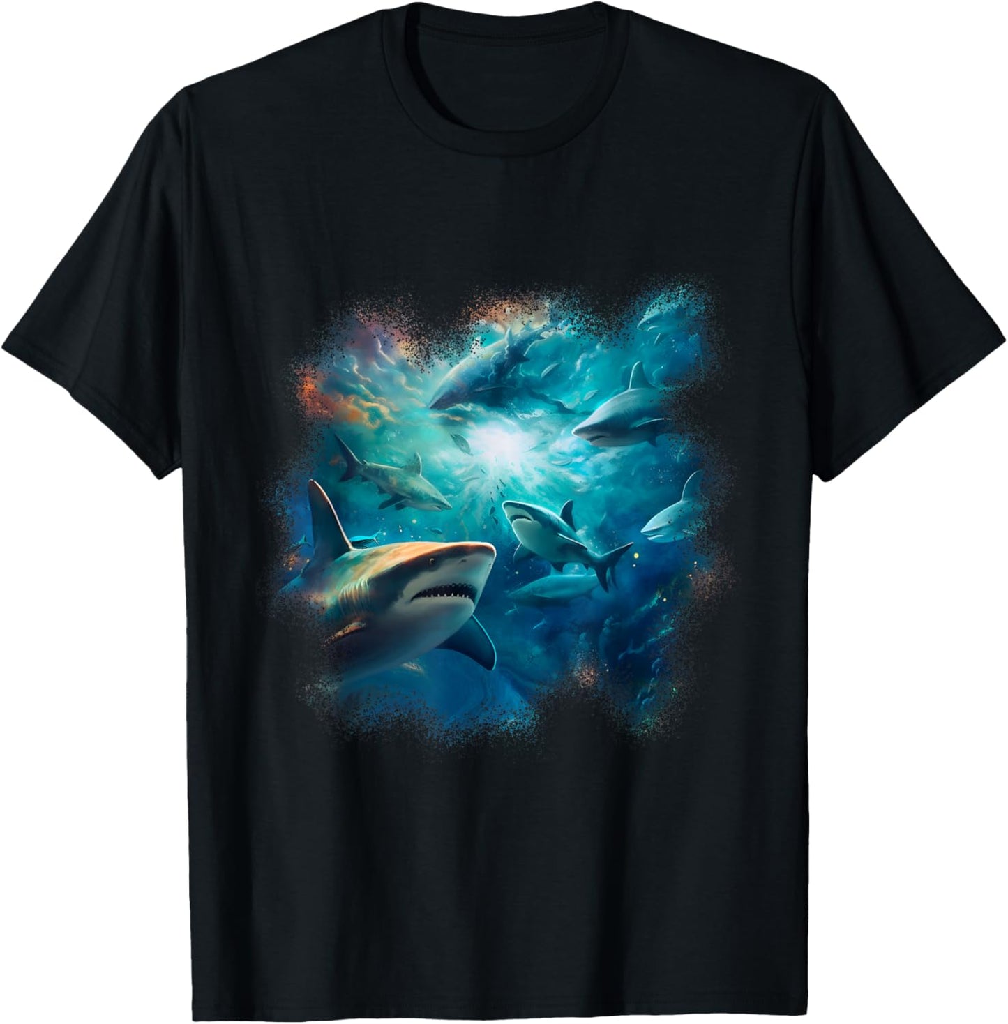 Swimming Sharks Ocean Underwater Life T-Shirt - T-Shirt | Black